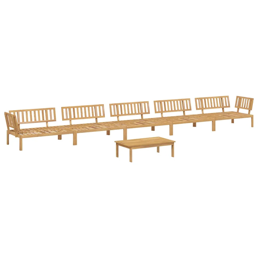 Ensemble de Canapés Uni 6 pcs Beige Bois d'Acacia Massif - 3
