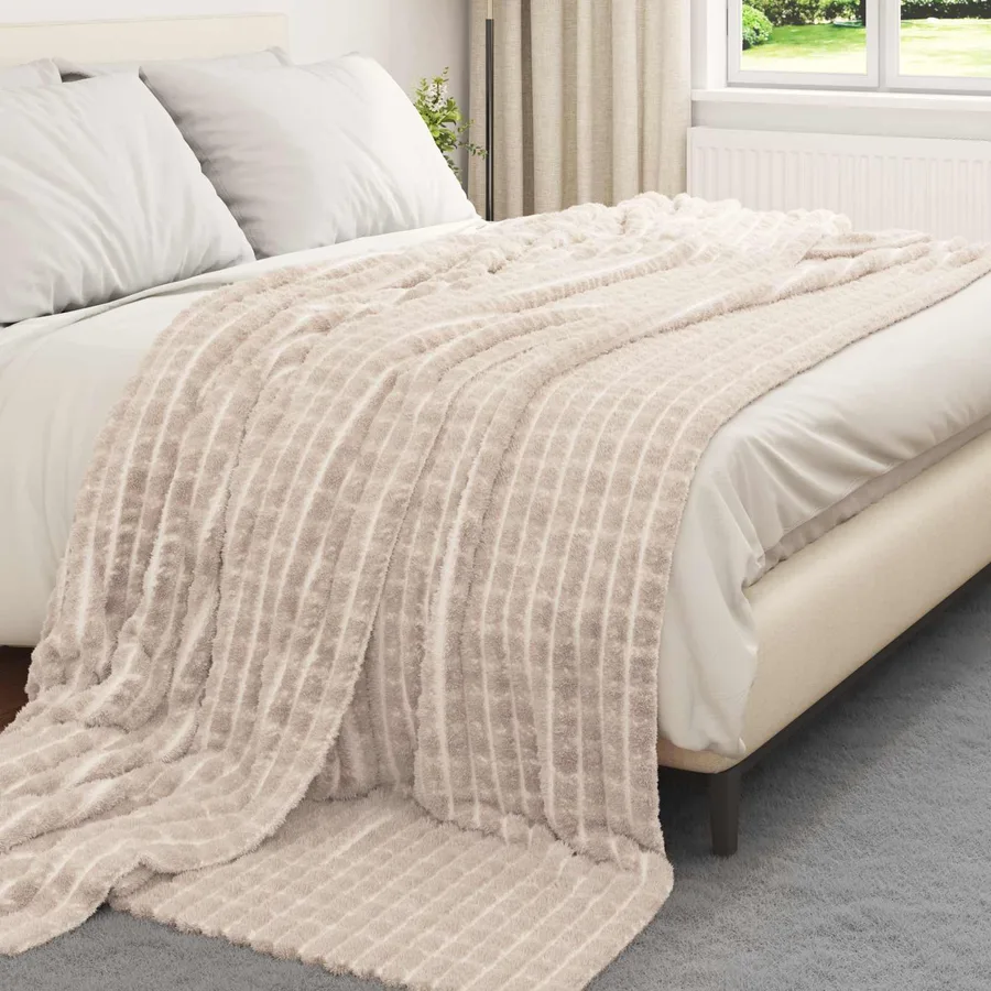 Couvertures à jeter 6 pcs Beige 240 x 220 cm Toison - 3