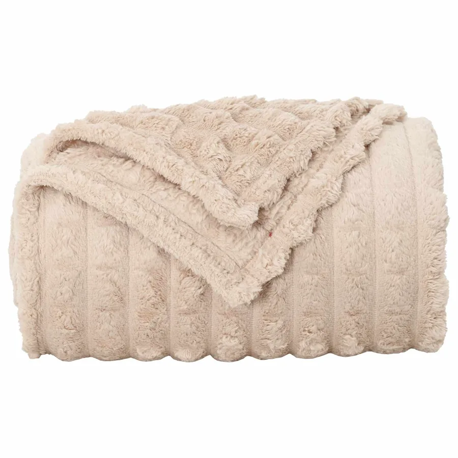 Couvertures à jeter 6 pcs Beige 240 x 220 cm Toison - 5
