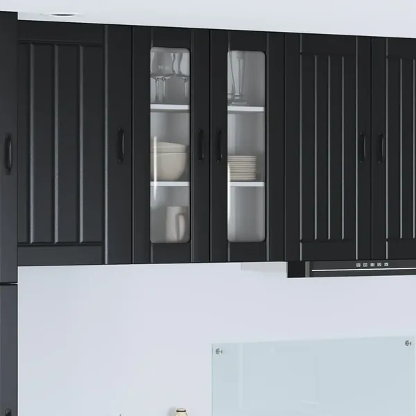 Cabinet en verre mural LUCCA Noir 60 x 31 x 80 cm