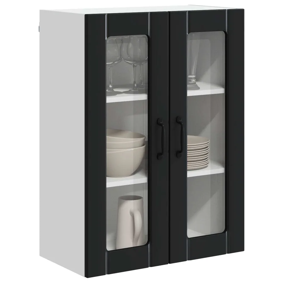 Cabinet en verre mural LUCCA Noir 60 x 31 x 80 cm - 3