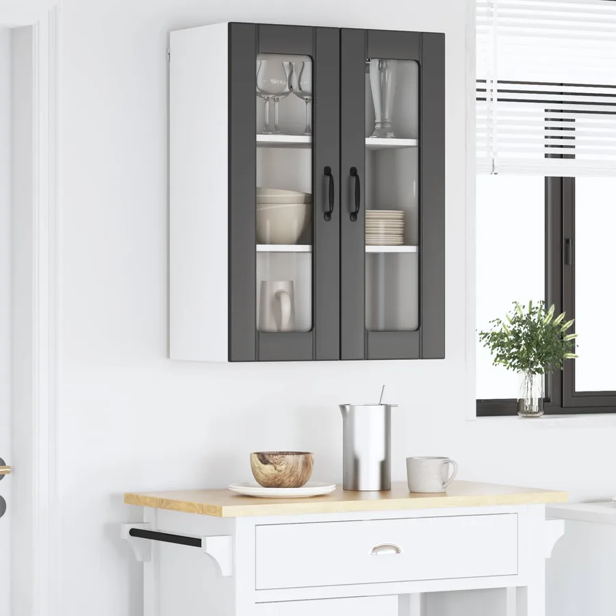 Cabinet en verre mural LUCCA Noir 60 x 31 x 80 cm - 4