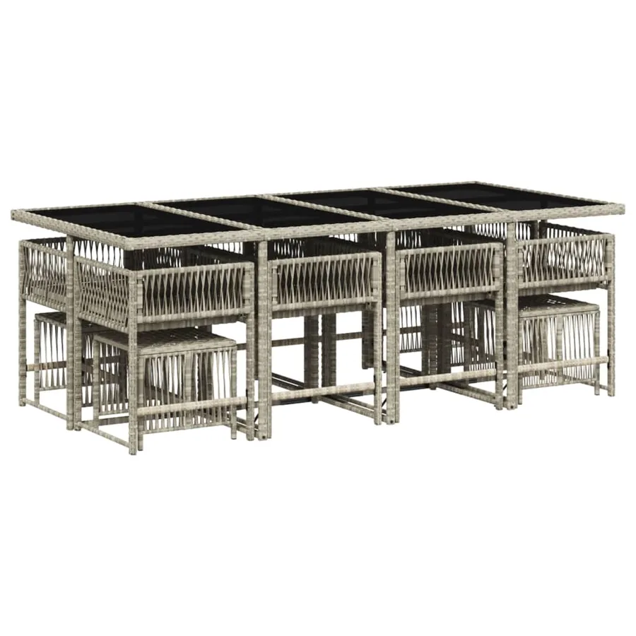 Ensemble à manger de jardin et coussins 13 pcs gris clair rotin - 3