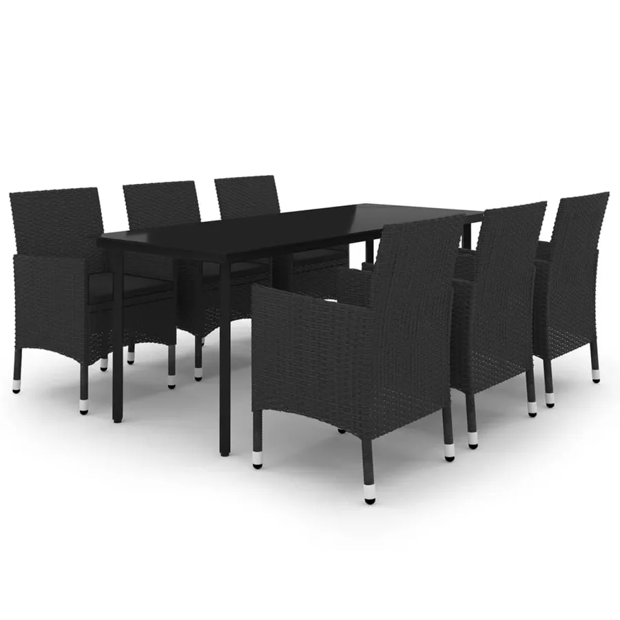 Ensemble à manger de jardin coussins 7 pcs Résine tressée Verre - 2