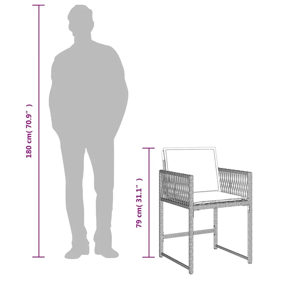 Ensemble à manger de jardin et coussins 5 pcs gris clair rotin - 10