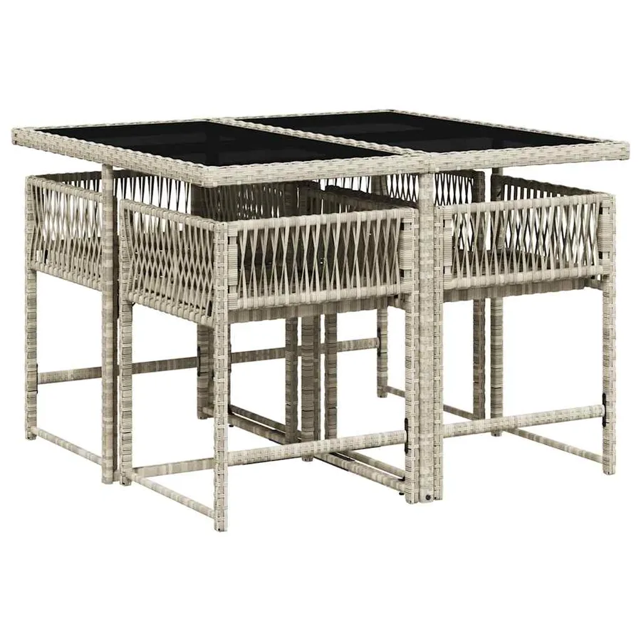 Ensemble à manger de jardin et coussins 5 pcs gris clair rotin - 3