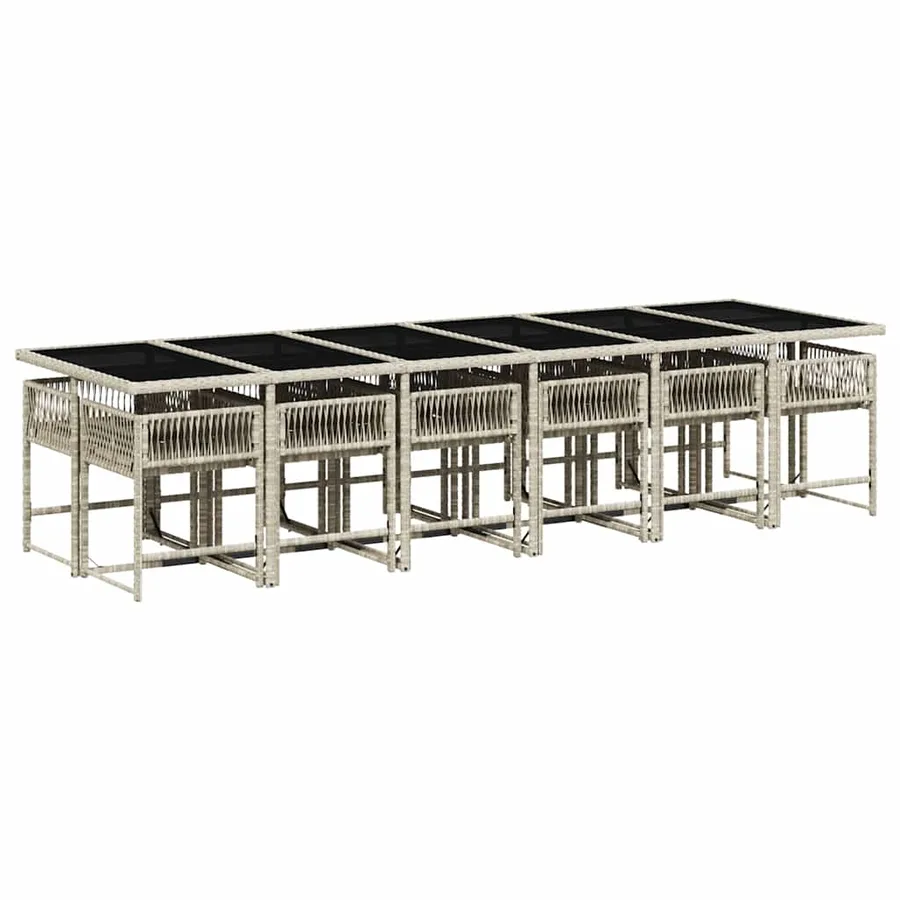 Ensemble à manger de jardin et coussins 13 pcs gris clair rotin - 3