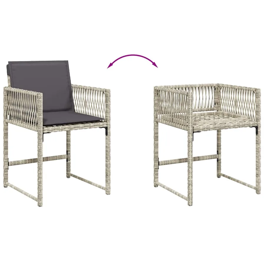 Ensemble à manger de jardin et coussins 13 pcs gris clair rotin - 6