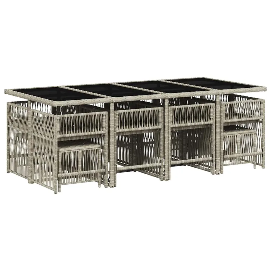 Ensemble à manger de jardin et coussins 13 pcs gris clair rotin - 3