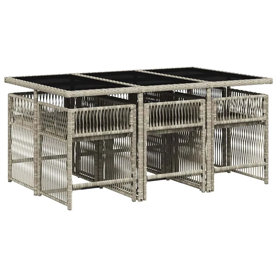Ensemble à manger de jardin et coussins 7 pcs gris clair rotin - 3
