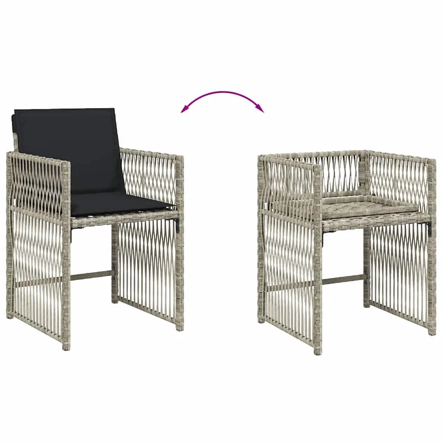 Ensemble à manger de jardin et coussins 7 pcs gris clair rotin - 6
