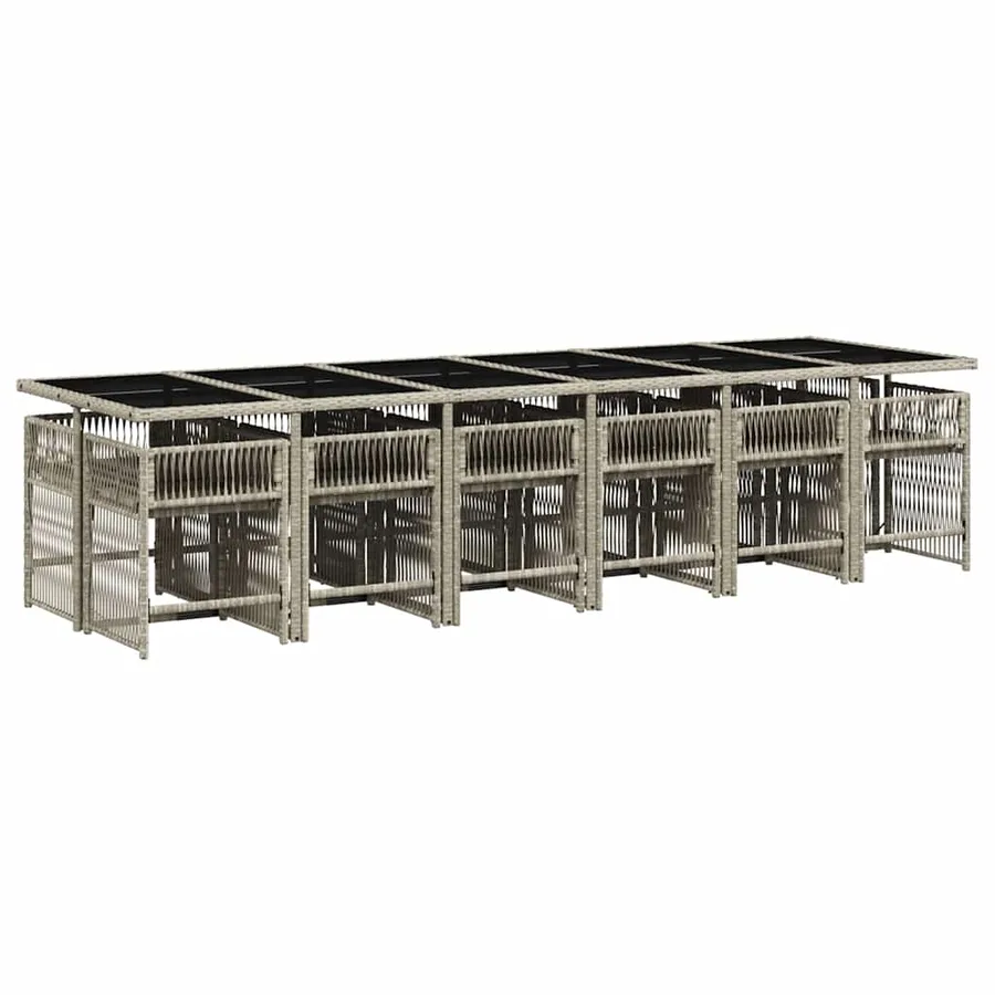 Ensemble à manger de jardin et coussins 13 pcs gris clair rotin - 3