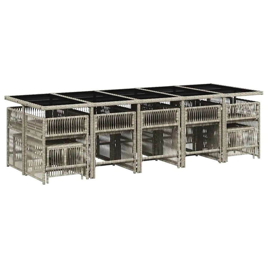Ensemble à manger de jardin et coussins 15 pcs gris clair rotin - 3