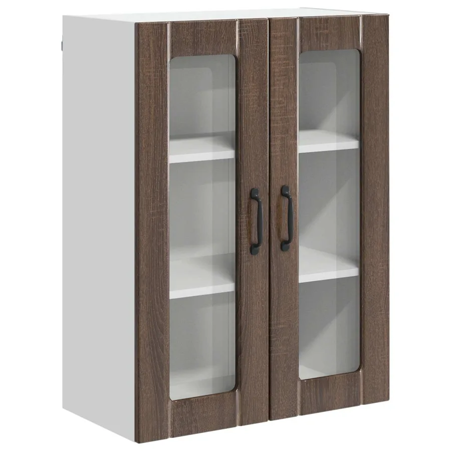 Cabinet en verre mural LUCCA Chêne brun 60 x 31 x 80 cm - 2