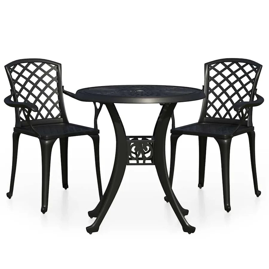 Ensemble de bistro 3 pcs Aluminium coulé Noir - 2