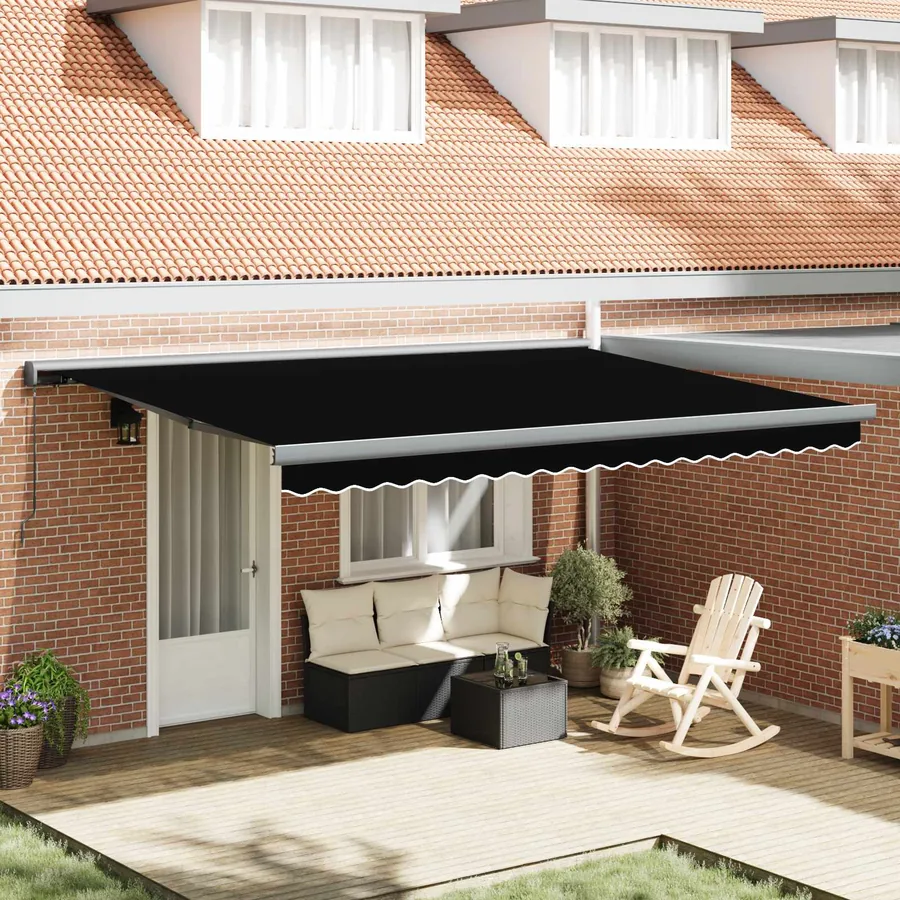 Auvent Rétractable Noir 4 × 3 m Toile et Aluminium