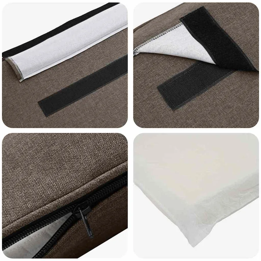 Tête de lit capitonnée Marron et Taupe 80 cm Pin massif - 7