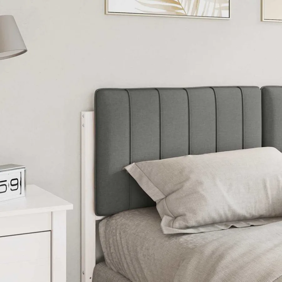 Tête de lit capitonnée Blanc et gris clair 140 cm Pin massif - 3