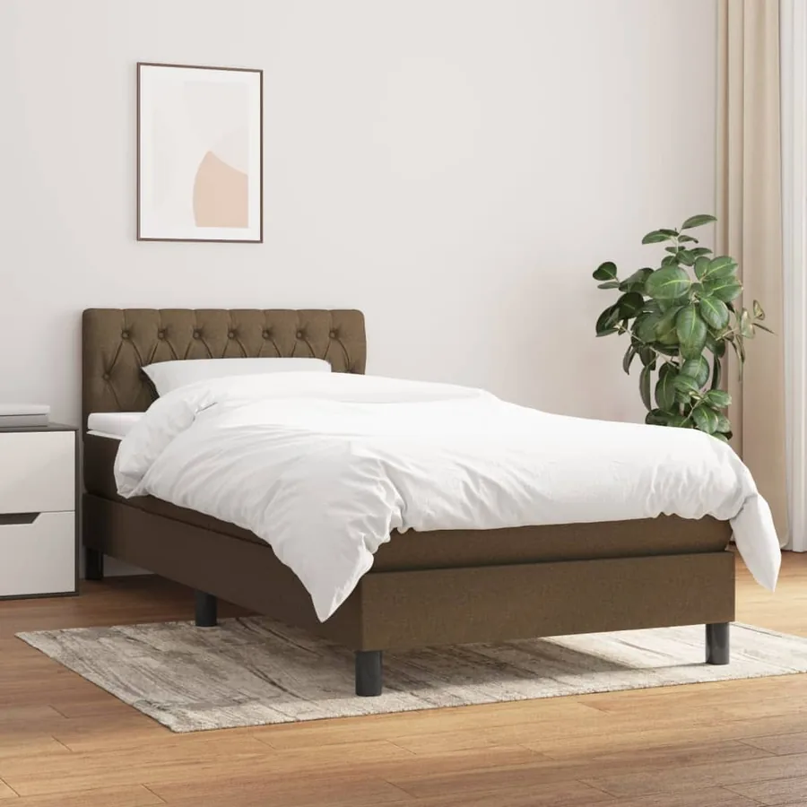 Slatted bed base with mattress Dark brown 100x200 cm