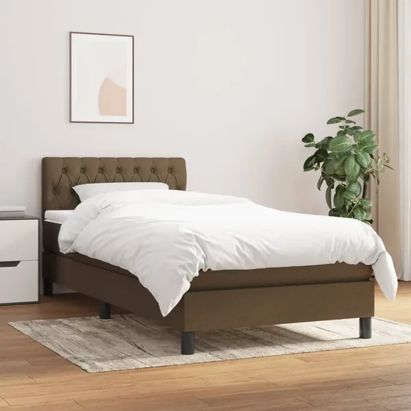 Slatted bed base with mattress Dark brown 100x200 cm