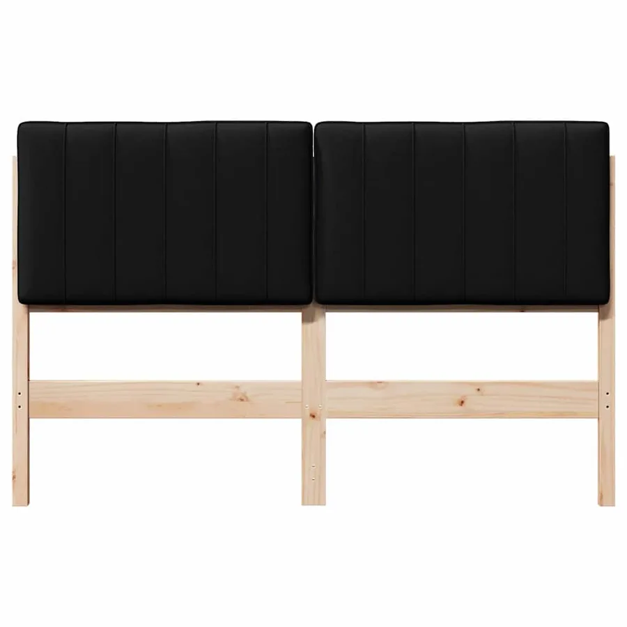 Tête de lit capitonnée Marron et Noir 140 cm Pin massif - 4