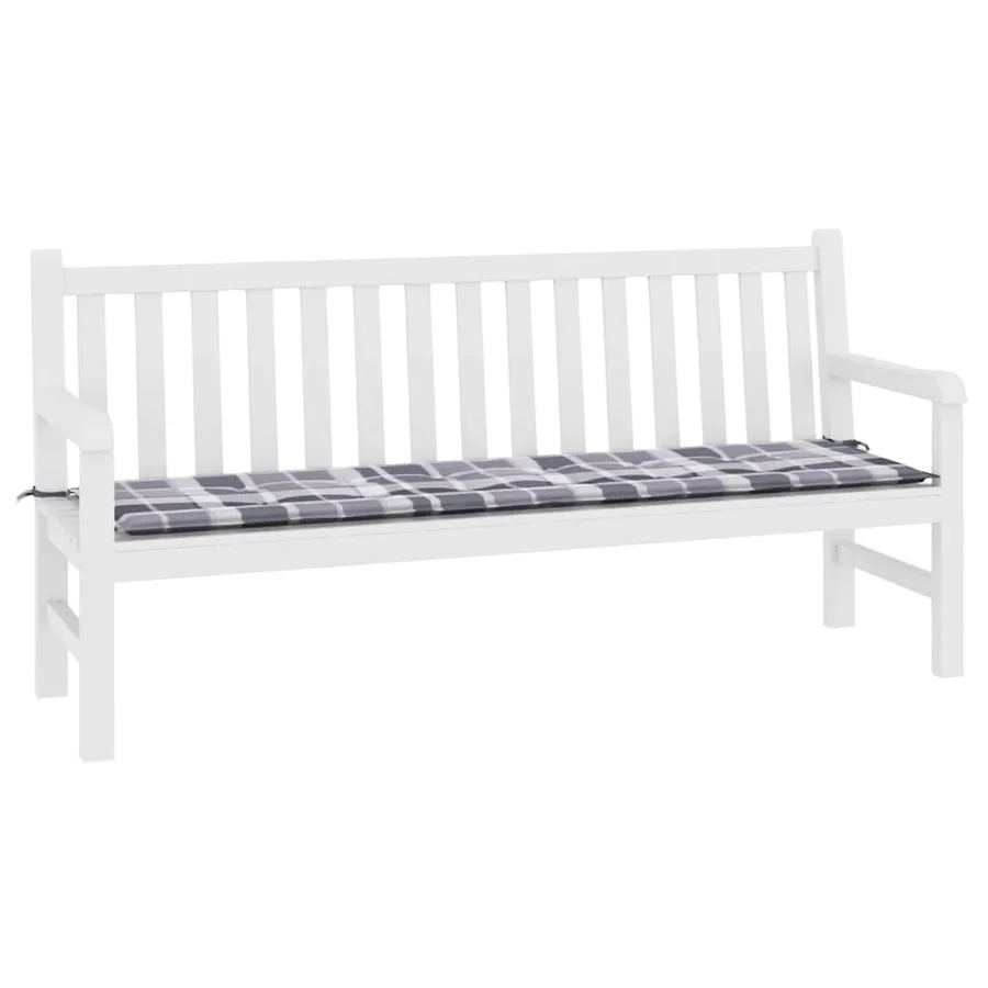 Coussin de banc de jardin motif à carreaux gris 180x50x3 cm - 3
