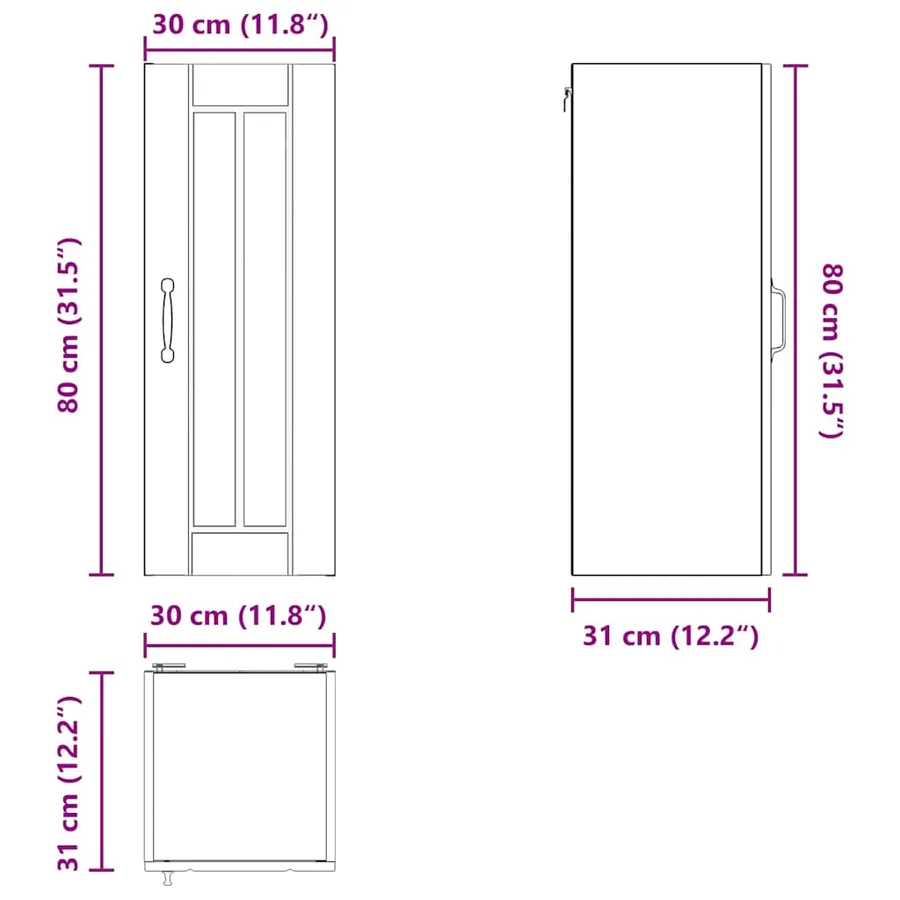 Meuble mural LUCCA 2 pcs Chêne Sonoma 30 x 31 x 80 cm - 14
