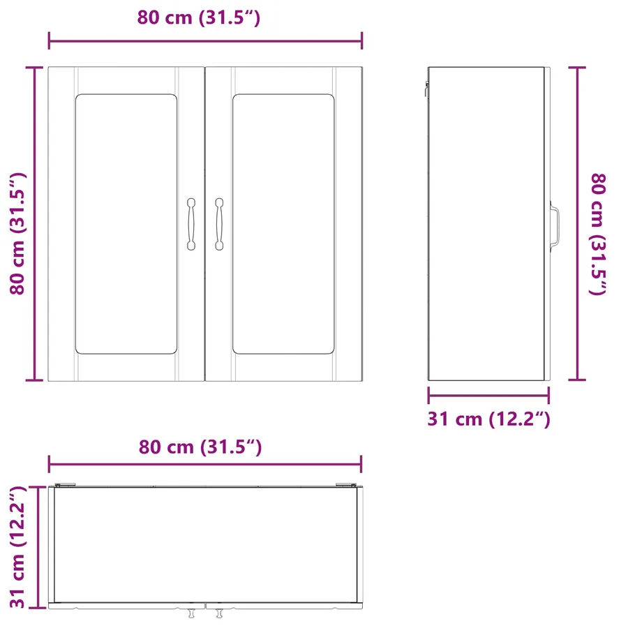 Cabinet en verre mural LUCCA Blanc 80 x 31 x 80 cm - 12