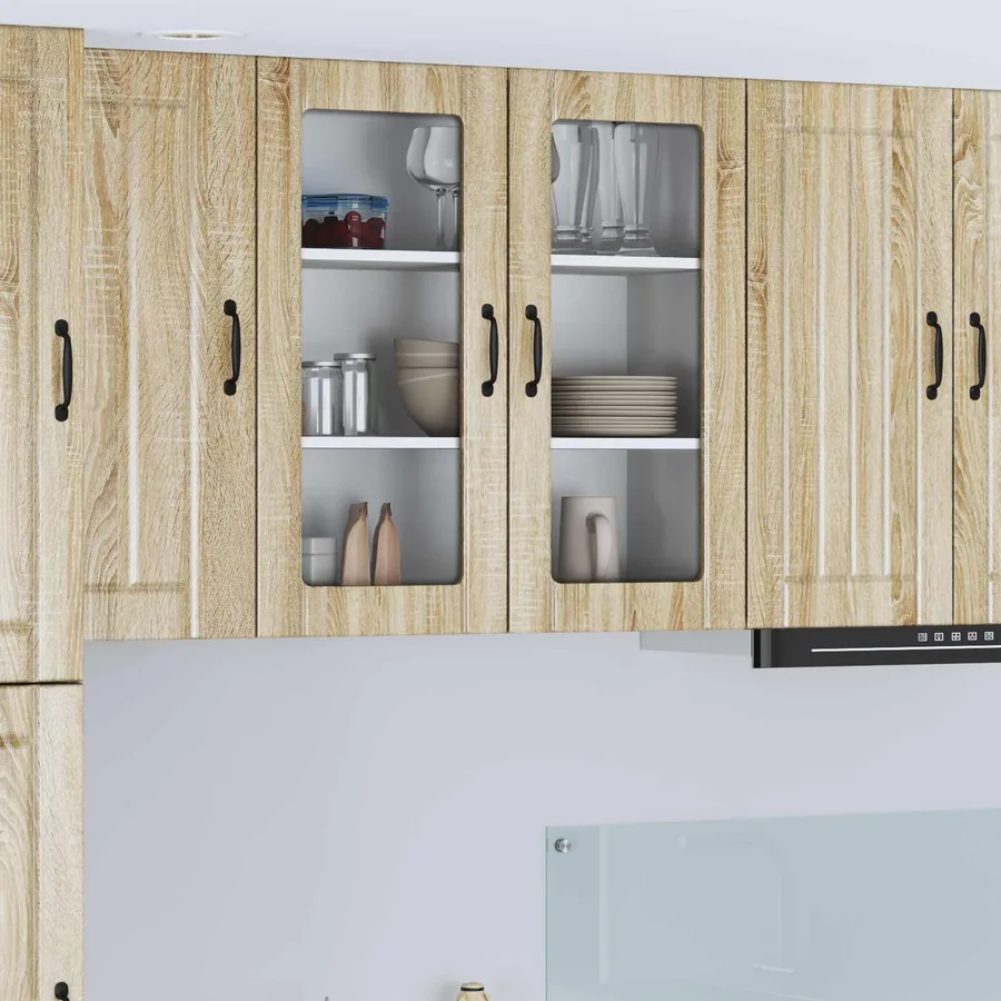 Cabinet en verre mural LUCCA Chêne Sonoma 80 x 31 x 80 cm