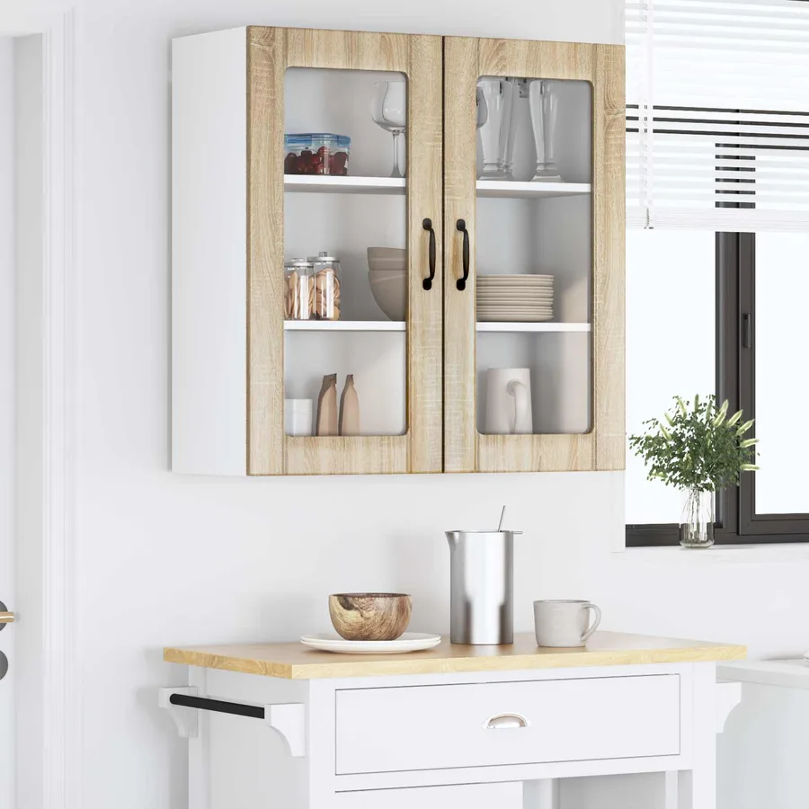 Cabinet en verre mural LUCCA Chêne Sonoma 80 x 31 x 80 cm - 4