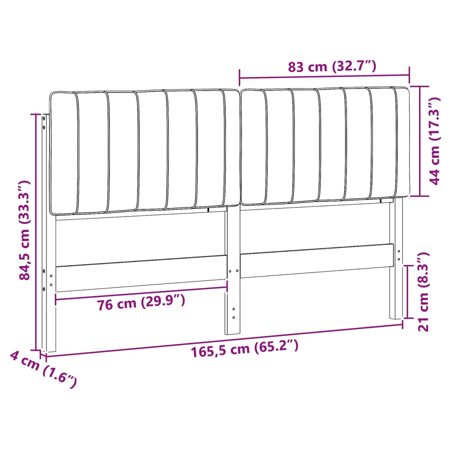 Tête de lit capitonnée Marron et gris clair 160 cm Pin massif - 13