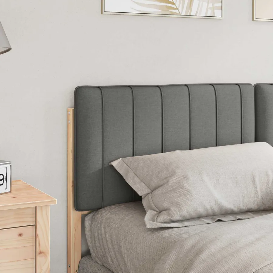 Tête de lit capitonnée Marron et gris clair 160 cm Pin massif - 3