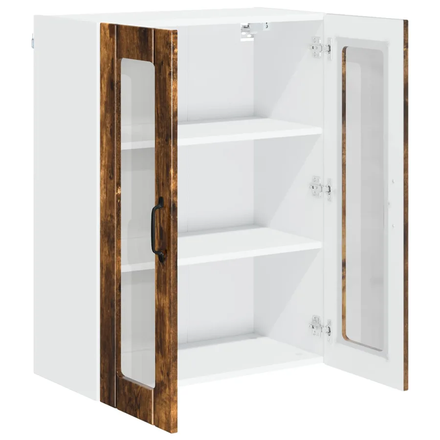 Cabinet en verre mural LUCCA Chêne fumé 60 x 31 x 80 cm - 5