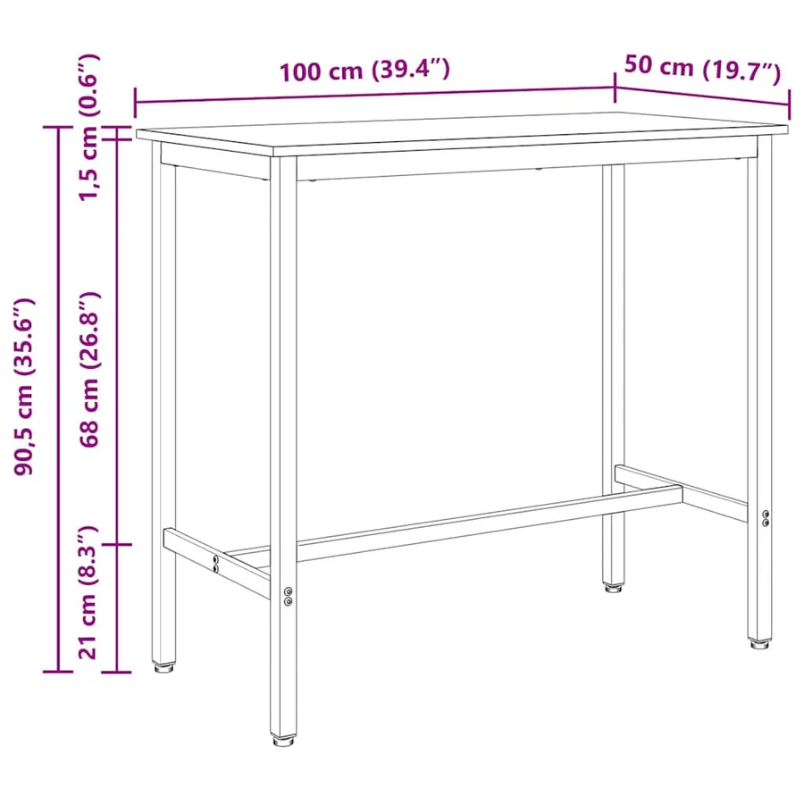 table Chêne Sonoma 100 x 50 x 90,5 cm - 11