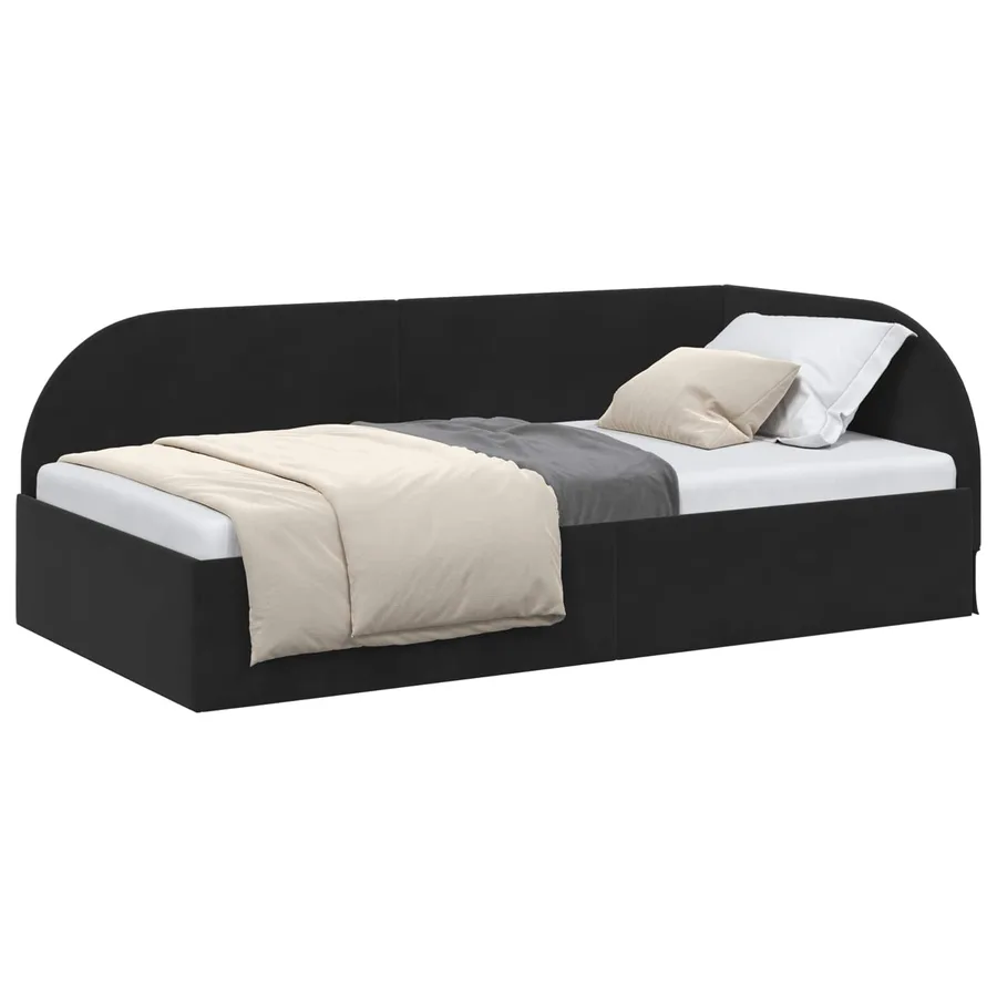 Cadre de lit d'angle Noir 90 cm x 200 cm Velours - 2
