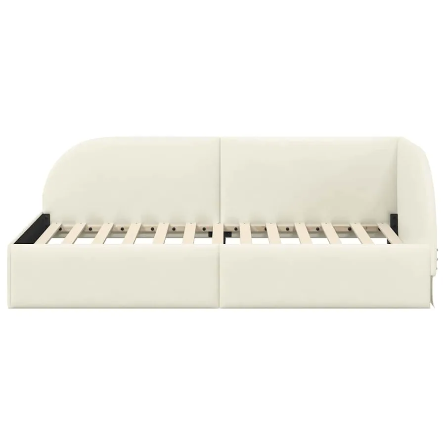 Cadre de lit d'angle Crème 90 cm x 200 cm Velours - 5