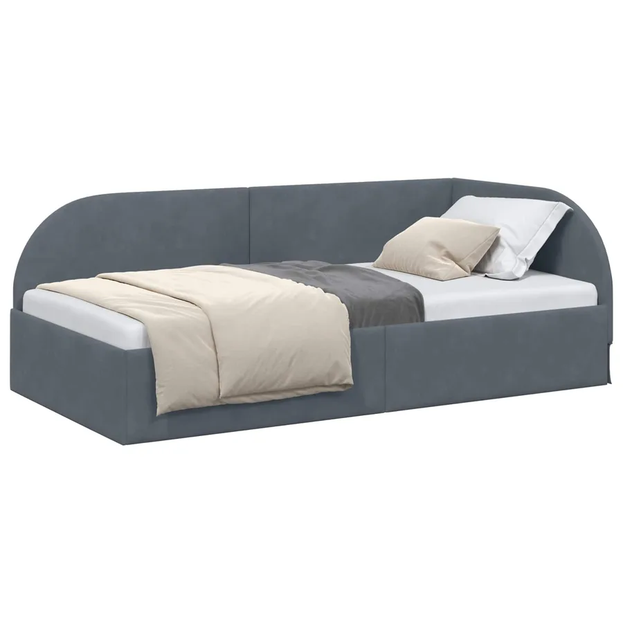 Cadre de lit d'angle Gris foncé 90 cm x 200 cm Velours - 2