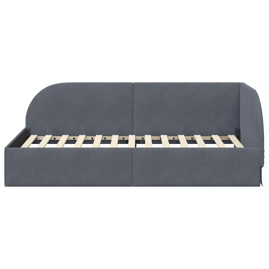 Cadre de lit d'angle Gris foncé 90 cm x 200 cm Velours - 5