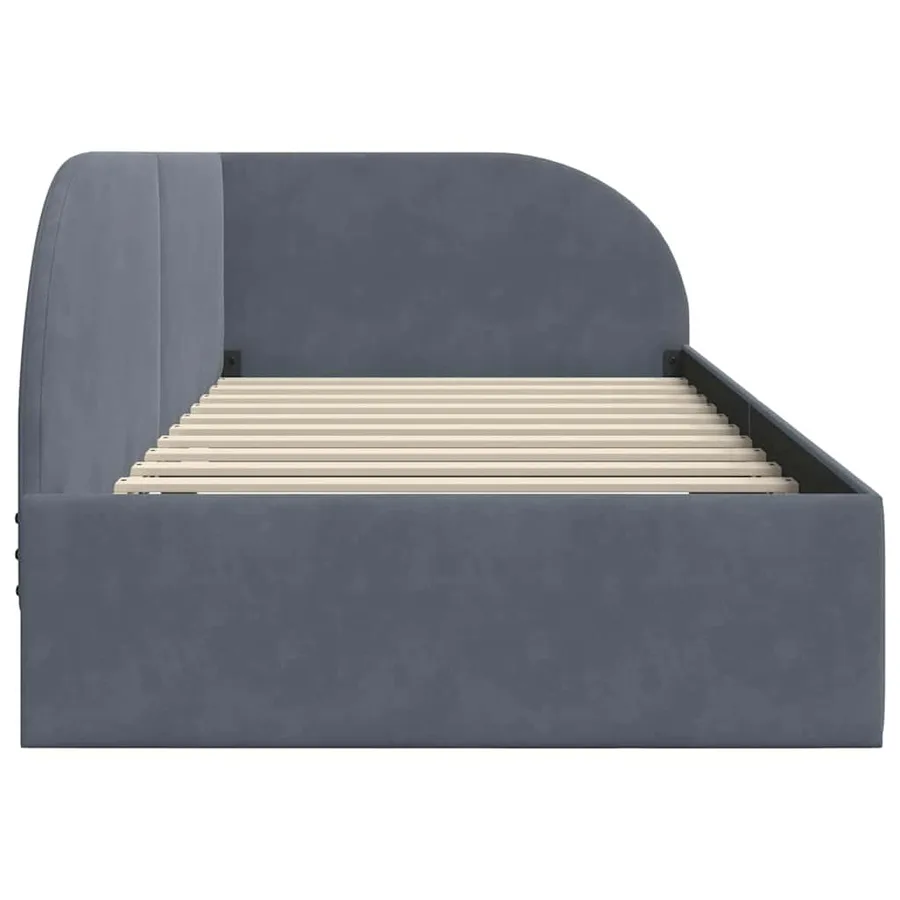 Cadre de lit d'angle Gris foncé 90 cm x 200 cm Velours - 6