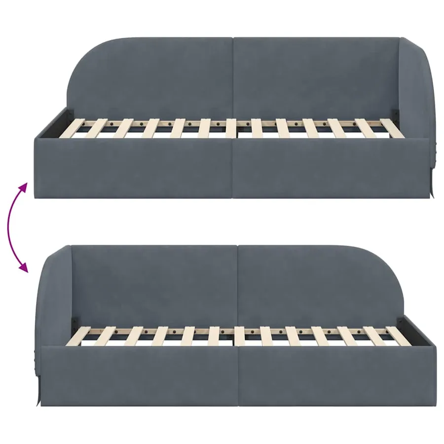 Cadre de lit d'angle Gris foncé 90 cm x 200 cm Velours - 9