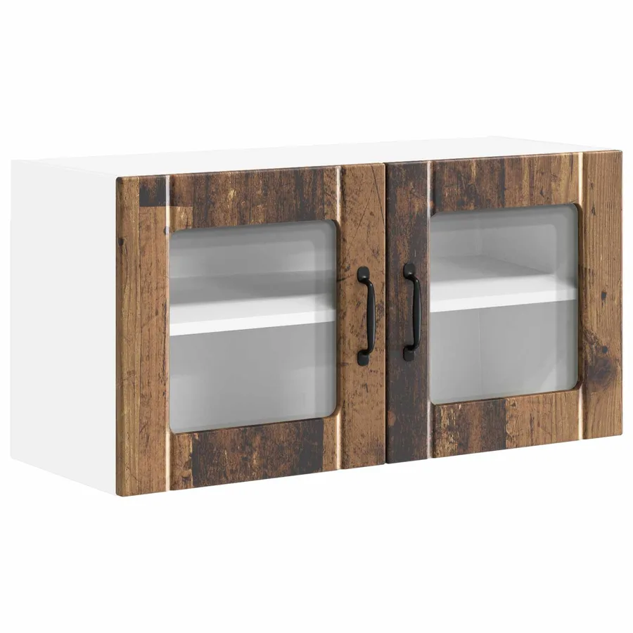 Cabinet en verre mural LUCCA Bois ancien 80 x 31 x 40 cm - 2