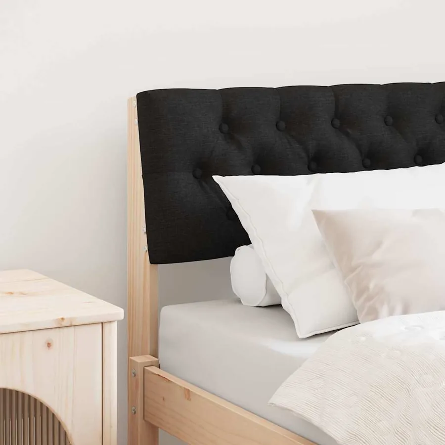 Tête de lit capitonnée Noir 80 cm Pin massif