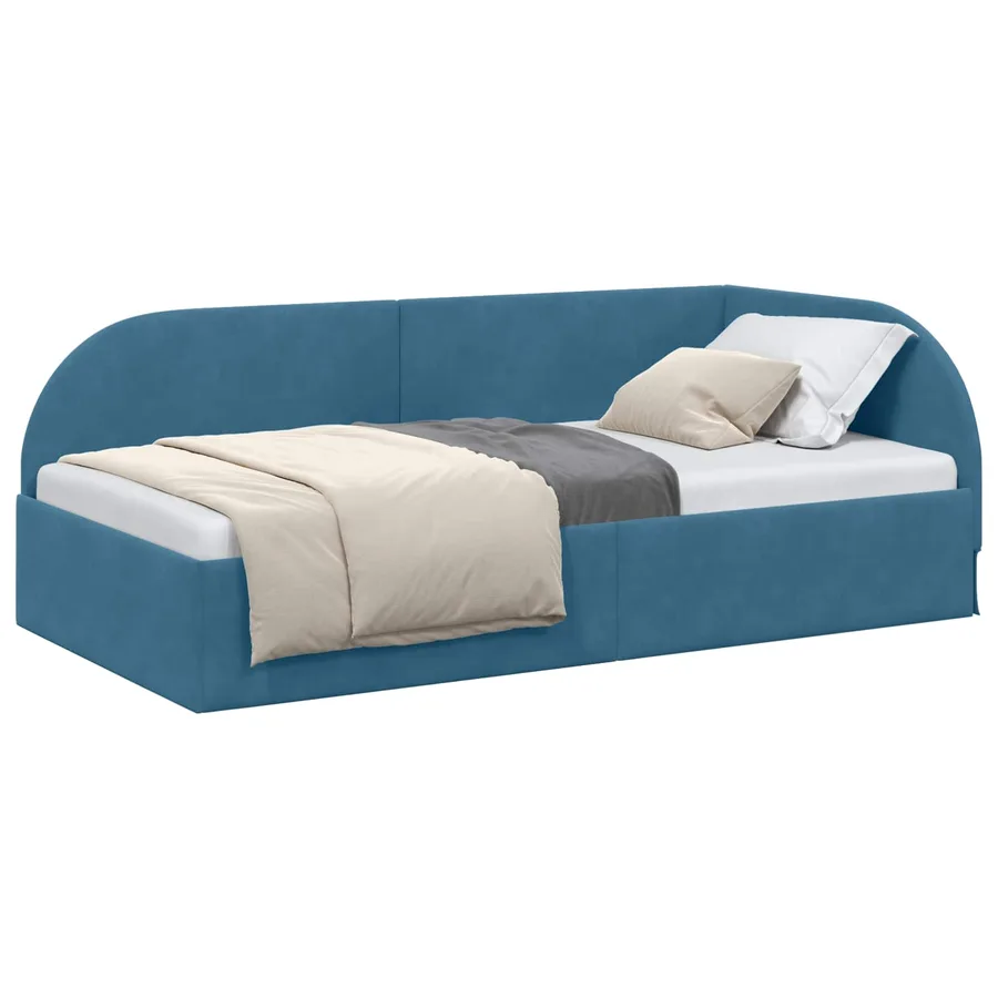 Cadre de lit d'angle Bleu 90 cm x 200 cm Velours - 2