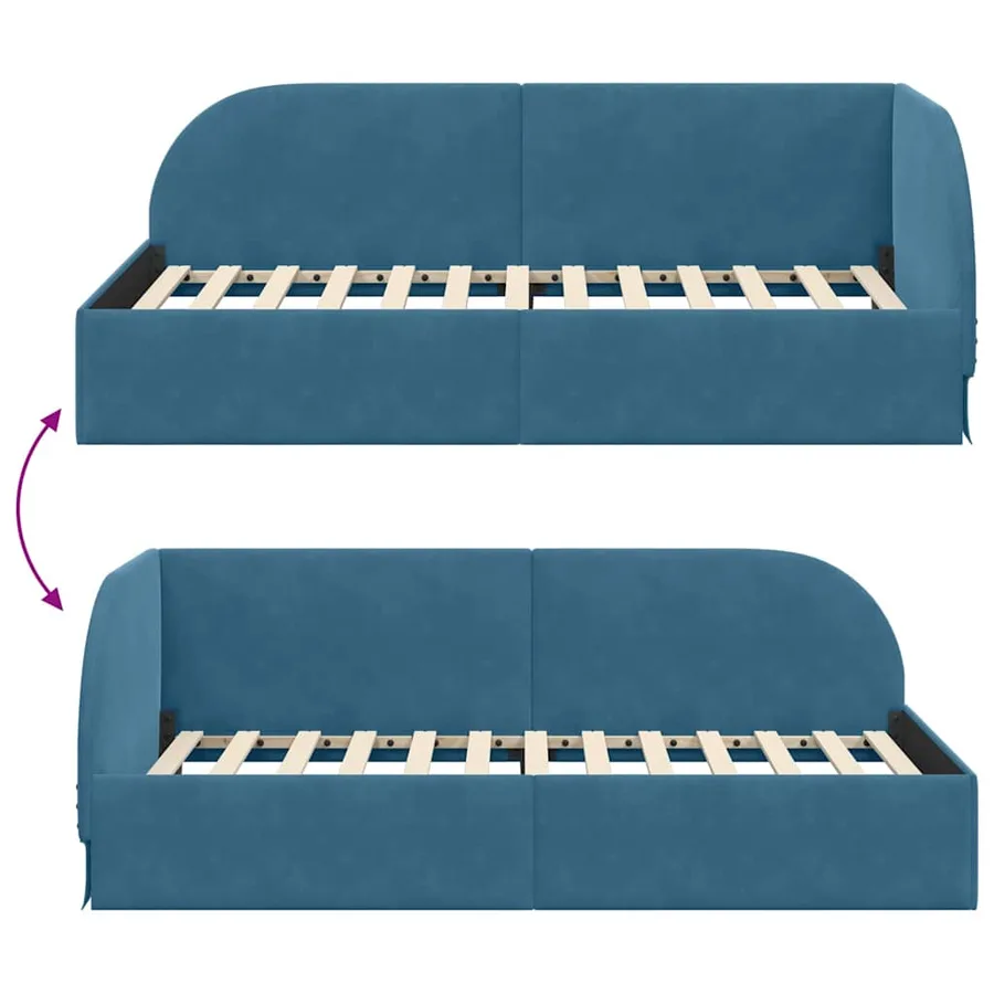 Cadre de lit d'angle Bleu 90 cm x 200 cm Velours - 9