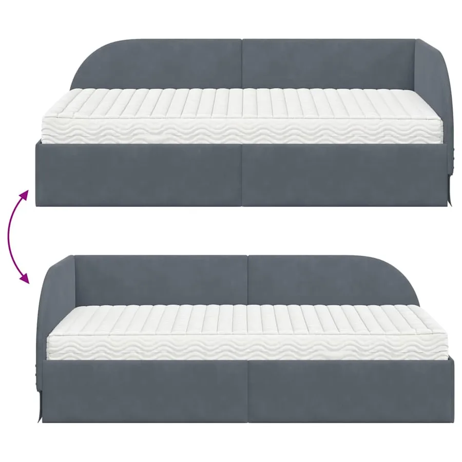 Cadre de lit d'angle avec matelas 2 pcs Gris Velours - 12