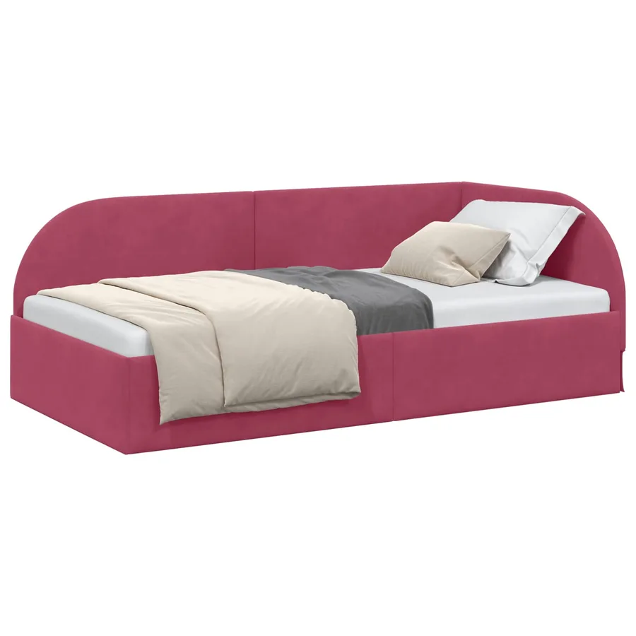 Cadre de lit d'angle Bordeaux 80 cm x 200 cm Velours - 2