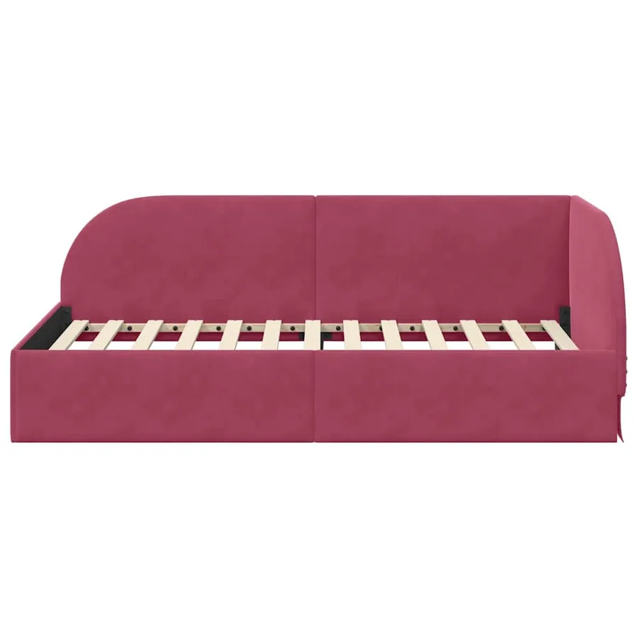 Cadre de lit d'angle Bordeaux 80 cm x 200 cm Velours - 5
