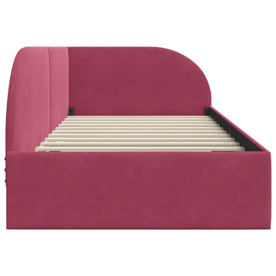 Cadre de lit d'angle Bordeaux 80 cm x 200 cm Velours - 6