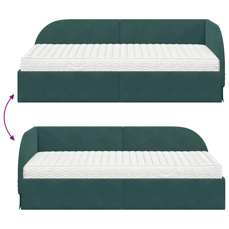 Cadre de lit d'angle avec matelas 2 pcs Vert Velours - 12
