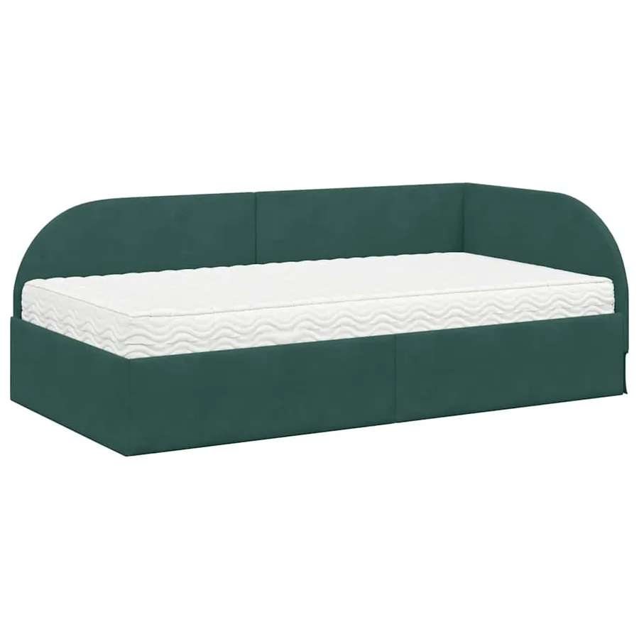 Cadre de lit d'angle avec matelas 2 pcs Vert Velours - 4